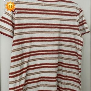 Madewell Red and Tan Striped Tee